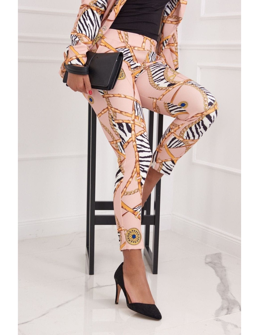 Elegant trousers with powder patterns 3004 - Online store - Boutique